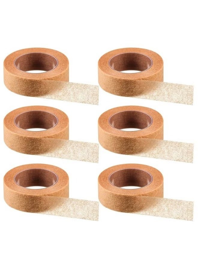 Generic 6 Rolls Flexible Skin Tape Breathable Nose Tape Self Adhesive Gauze Tape for Wound Injuries Swelling Sports, Brown (1.25cm*4.5m)  - Image 1