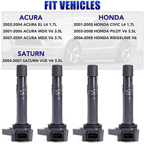 LCWRGS Set of 4 Ignition Coil Packs Fits for L4 1.7L Honda Civic 2001 2002 2003 2004 2005 Coil Pack 1.7 Replaces# UF400 C1460 - Image 3