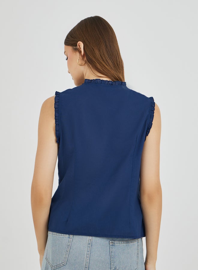 تايك تو قميص بدون أكمام بأزرار بلون سادة - Image 4