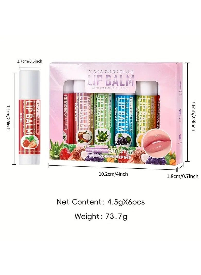 Heyxi HEYXI 6pcs Lip Balm Gift Set - Hydrating & Soothing for Dry, Cracked Lips | Long-Lasting Moisture for Smooth, Soft Lines | Perfect Gift for Women | Ideal for All Skin Types  - Image 2