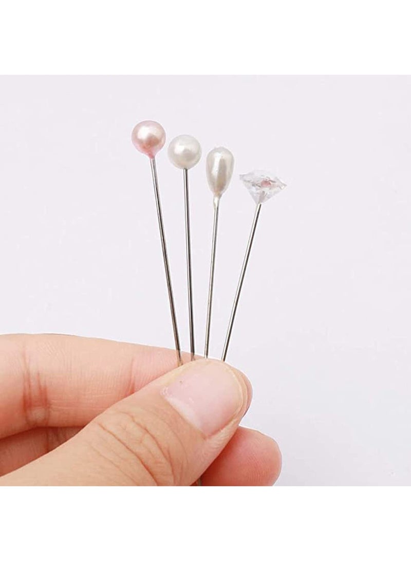 SYOSI 400Pcs Sewing Pins, 4 Styles Pearl Head Pins Crystal Head Corsage Pins for Dressmaking Jewelry Components Flower Decoration, Banquet Wedding Party Anniversary, Diy, Multiple Colors - Image 4