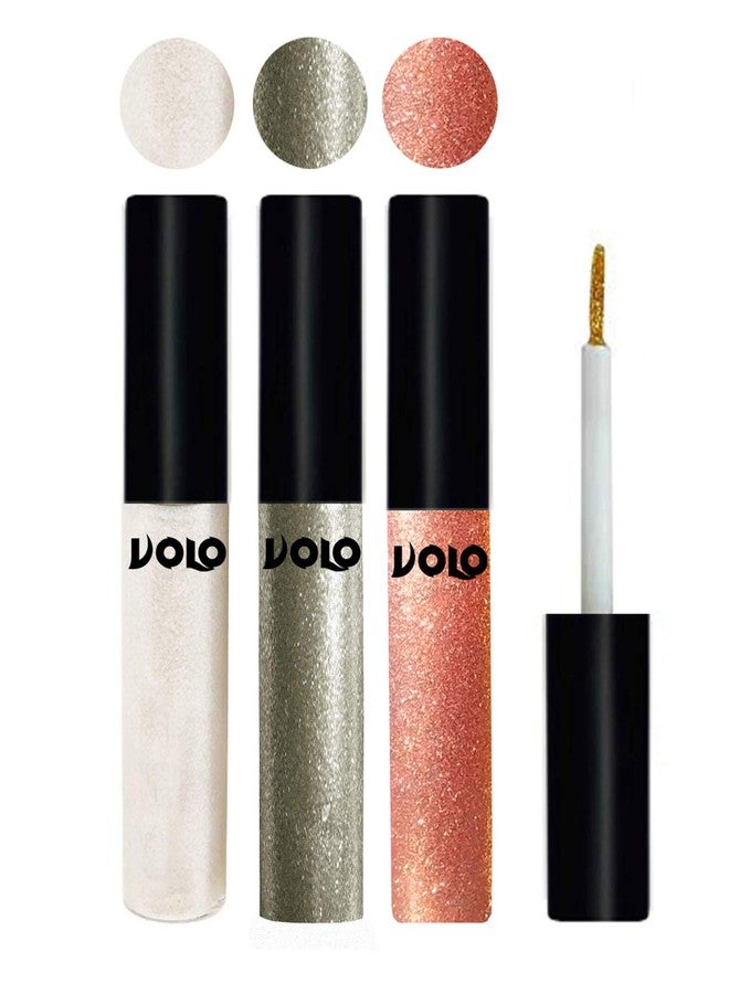 Volo WATERPROOF GLITTER EYE LINER (White, Light Copper, Rose Gold) - Image 3