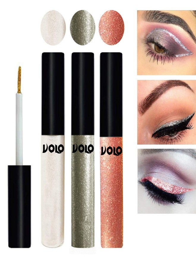 Volo WATERPROOF GLITTER EYE LINER (White, Light Copper, Rose Gold) - Image 1