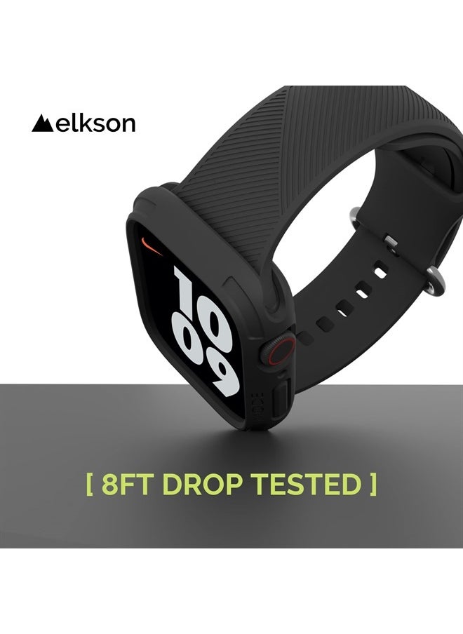 elkson - Compatible with Apple Watch 45mm Bumper Case, Quattro 2.0 Series Rugged Case for Apple Watch and iWatch Series 7, Military Grade Durable Protective Cover, Flexible Shock Proof, Blue - Image 1