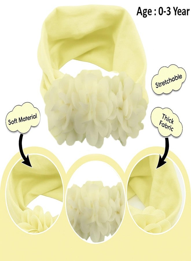 SYGA Baby Headbands Nylon Strechable Soft Flower Bow Hairbands for Newborns, Infants, Toddlers and Kids 0-3 Years (Beige) - Image 4