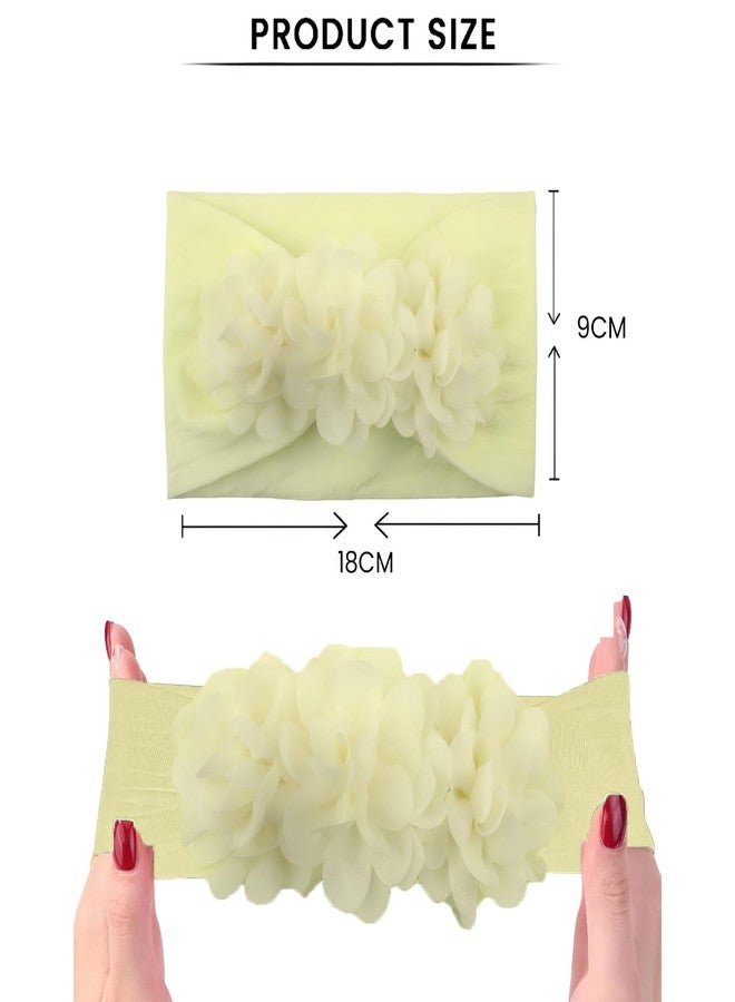 SYGA Baby Headbands Nylon Strechable Soft Flower Bow Hairbands for Newborns, Infants, Toddlers and Kids 0-3 Years (Beige) - Image 3