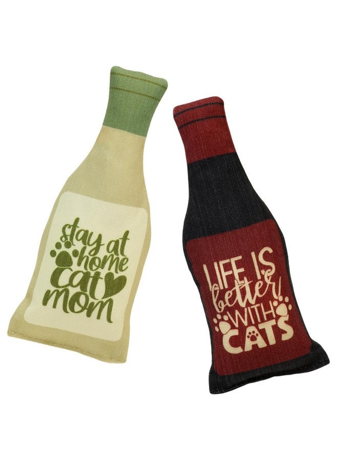 Plum Hill Wine Bottle Catnip Toys for Cats and Kittens Plush Wine Bottle - Funny Cat Toy PURRsecco and pinoMEOW - Cat Nip Toy for Wine Drinking Cat Moms and Dads - Image 2