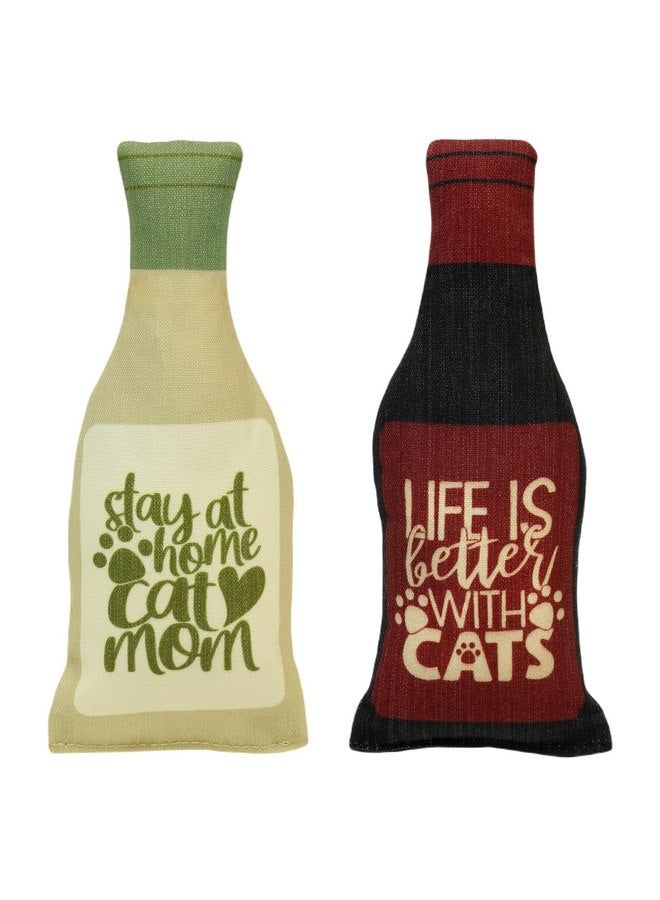 Plum Hill Wine Bottle Catnip Toys for Cats and Kittens Plush Wine Bottle - Funny Cat Toy PURRsecco and pinoMEOW - Cat Nip Toy for Wine Drinking Cat Moms and Dads - Image 1