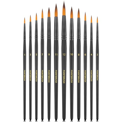 FENORKEY Watercolor Brushes Professional Set，12pcs Artist Watercolor Paint Brushes，Round Painting Brush for Watercolor, Acrylics, Ink, Gouache(Black) - Image 1