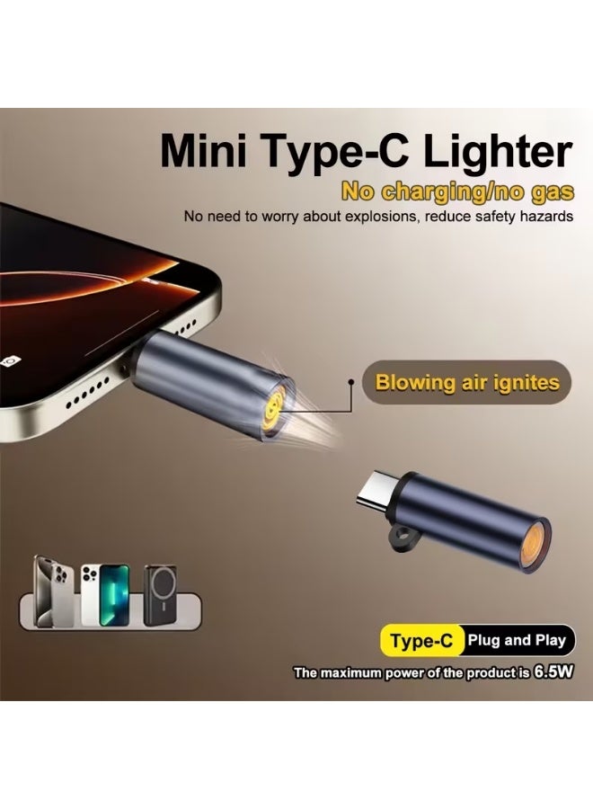 ولاعة كهربائية محمولة من النوع C، مزودة بمنفذ للهاتف المحمول، ولاعة جيب محمولة للاستخدام الخارجي بدون لهب - Image 5