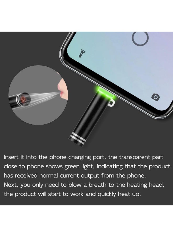 ولاعة كهربائية محمولة من النوع C، مزودة بمنفذ للهاتف المحمول، ولاعة جيب محمولة للاستخدام الخارجي بدون لهب - Image 3