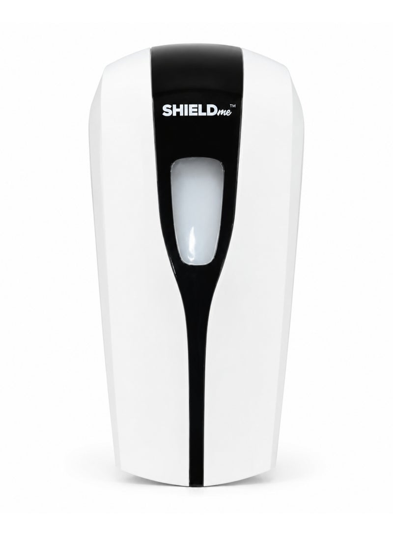 SHIELDme Wall Mounted Soap Dispenser, Liquid Hand Wash & Sanitizer Dispenser for Bathroom Kitchen Office Washroom, White/Black - Image 1