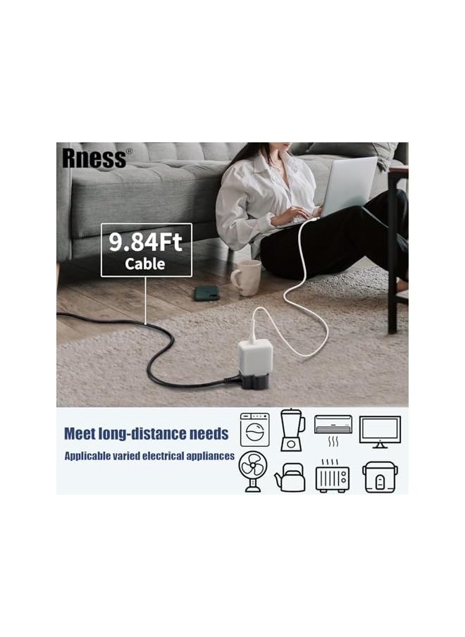Rness Rness Extension Lead with Fused Mains,1 Way Extension Cord 9.84FT/3M with UK 3 Pin Plug Power Strip Surge Protected,Copper Bold Extension Cable,Tough and Fireproof (3M)  - Image 5