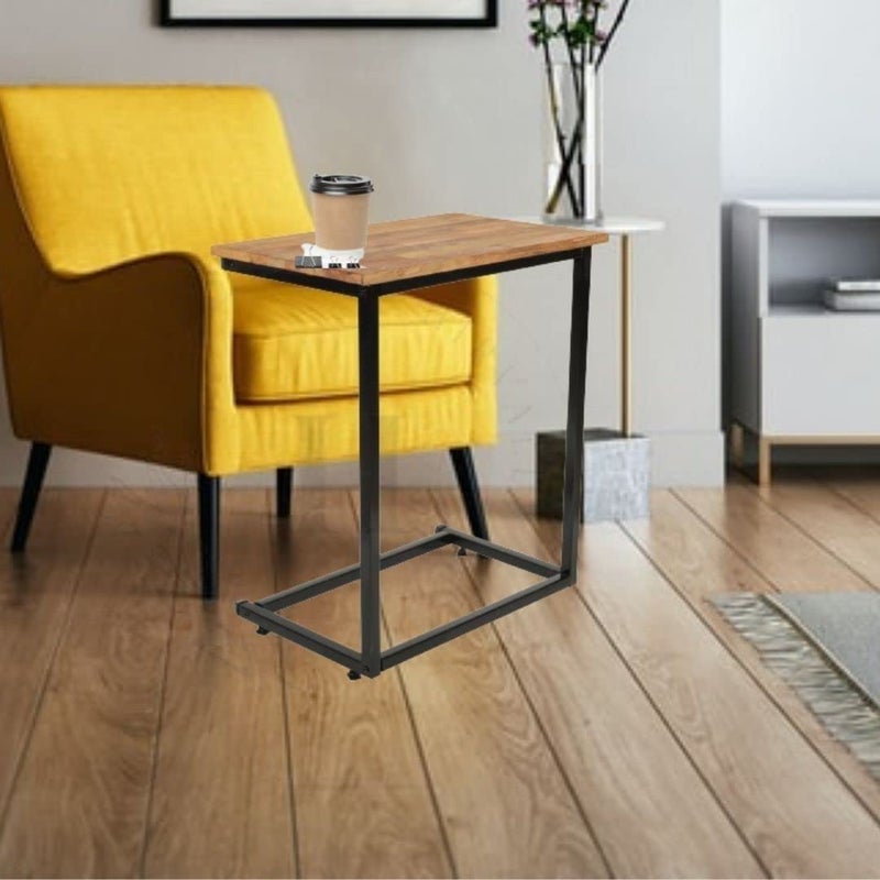 HIRVALL Wooden Metal Bedside Tables for Bedroom Telephone Table End Table for Living Room Flower Pot Night Stand Table Accent Table Office Furniture for Home C Table Brown