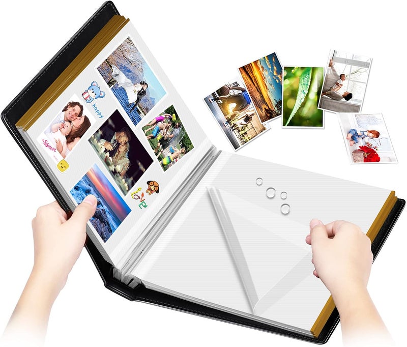 1DOT2 Photo Album Self-Adhesive, 100 Pages Sticky Page, Leather Cover, Magnetic Scrapbook Family Albums for Christmas Gifts, Birthday Wedding Memory Photo Book 4X6, 5X7, 6X8 8X10 Big Black - Image 1