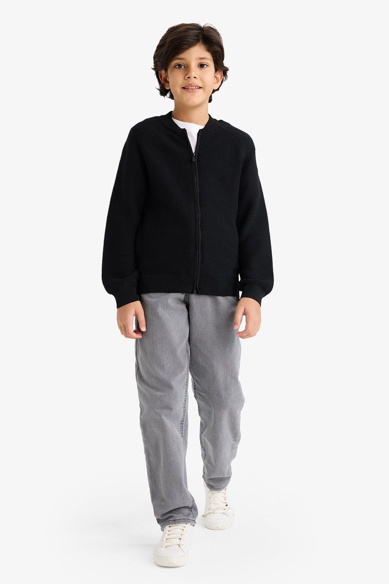 ديفاكتو كارديجان اسود اولادي تريكو قصة عادية بياقة عالية - Image 2