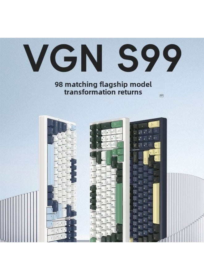 Generic - VGN S99 Bluetooth Three-mode Hot-plug Single-key Slotted GASKET Structure Customized Mechanical Keyboard Other-Colour:S99 Aurora Ice Cream Shaft Gilded Black Rgb-three Modes - Image 1