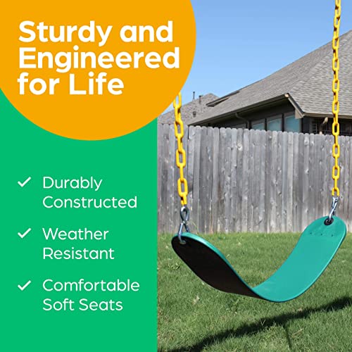 Jungle Gym Kingdom Swings for Outdoor Swing Set - Pack of 2 Swing Seat Replacement Kits with Heavy Duty Chains - Backyard Swingset Playground Accessories for Kids (Green) - Image 3