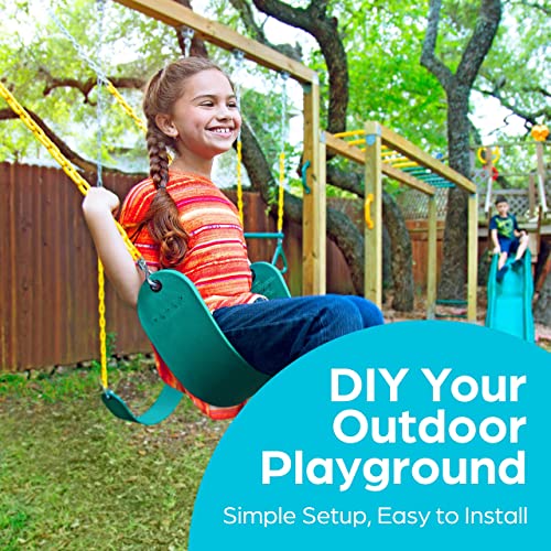 Jungle Gym Kingdom Swings for Outdoor Swing Set - Pack of 2 Swing Seat Replacement Kits with Heavy Duty Chains - Backyard Swingset Playground Accessories for Kids (Green) - Image 4