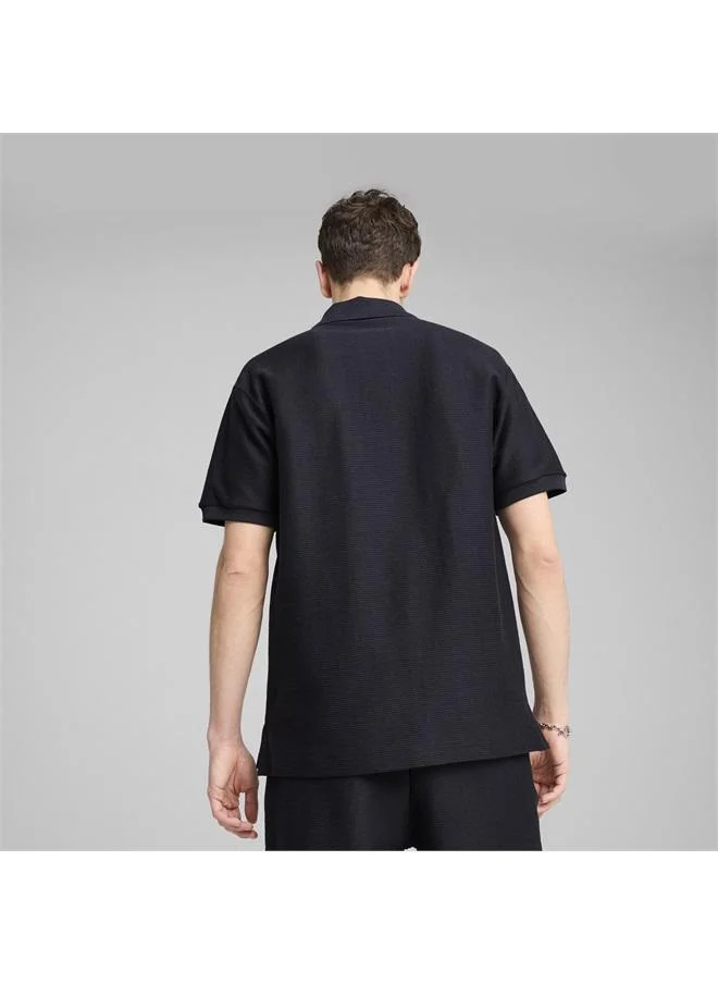 Puma New Navy PREMIUM Essentials Relaxed Jacquard Polo Unisex for Men | Best Price UAE