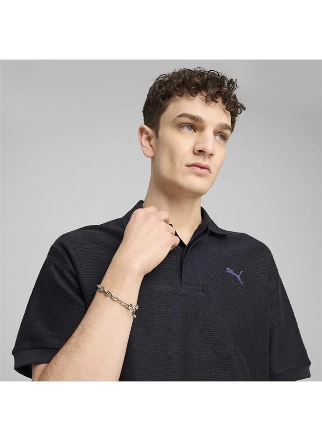 Puma New Navy PREMIUM Essentials Relaxed Jacquard Polo Unisex for Men | Best Price UAE