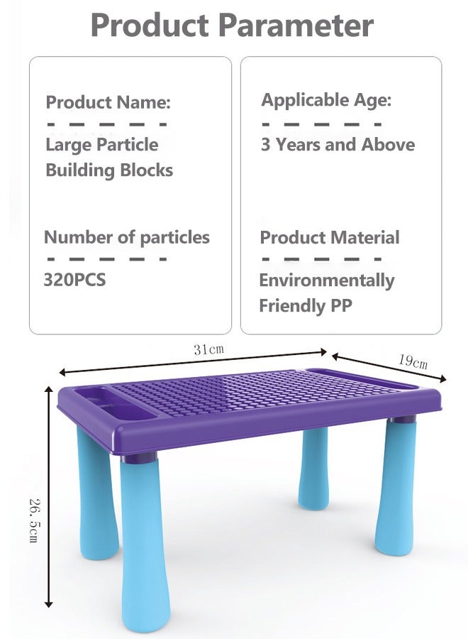 إسكدنيا Kids Activity Table, Multi-functional Building Block Table, Toddlers Multi-Functional Educational Study Blocks Table, Building Block Table with 320Pcs Building Blocks, Gift for Ages 3+ - Image 2
