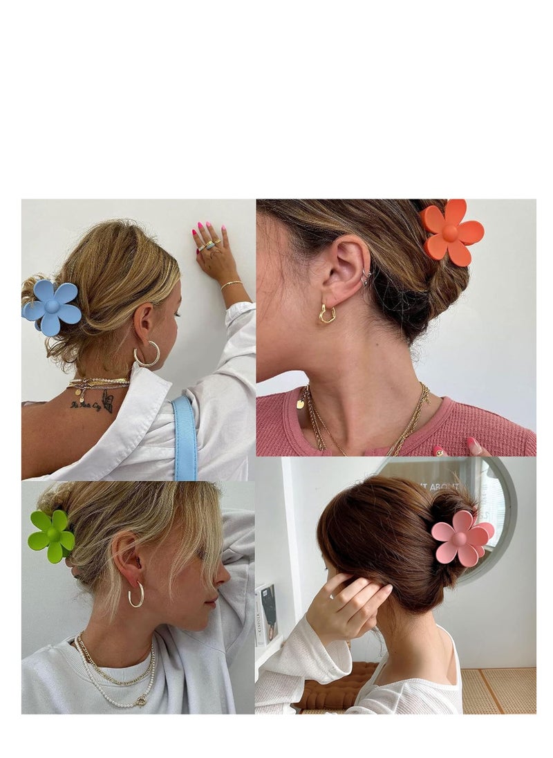 Messen 12 Pieces Flower Claw Clips Large Jaw Clips for Women Girls Thick Hair 12 Colors Matte Big Clips Non Slip Strong Hold Hair Catch Clamps Barrettes Headwear Accessories for Thin Hair  - Image 4