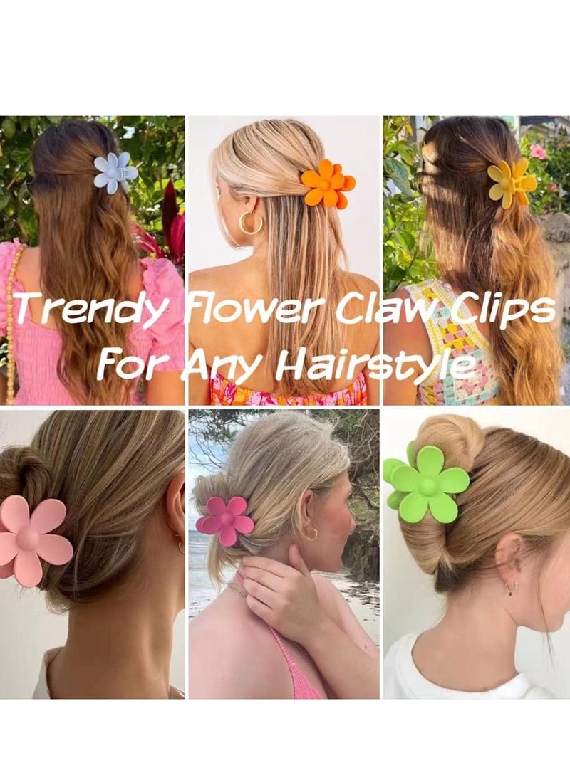 Messen 12 Pieces Flower Claw Clips Large Jaw Clips for Women Girls Thick Hair 12 Colors Matte Big Clips Non Slip Strong Hold Hair Catch Clamps Barrettes Headwear Accessories for Thin Hair  - Image 5
