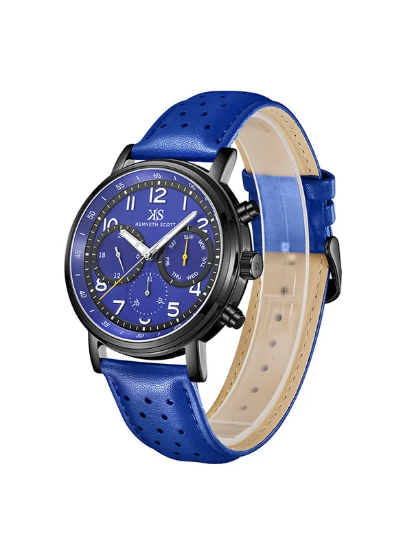 KENNETH SCOTT Kenneth Scott K24119-BLNN Men's Analog Display Watch & Leather  Strap Blue