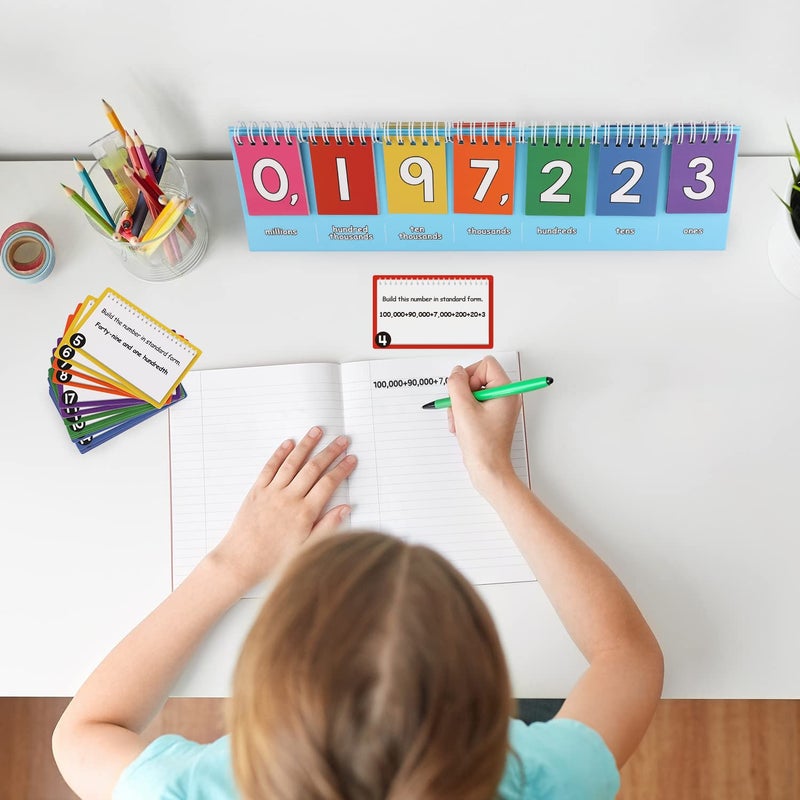 Aizweb لوحة قيمة المكان من Aizweb - أدوات رياضية للصفوف K-3 للفصول الدراسية الابتدائية - مزدوجة الجوانب مع الأعداد الكاملة والكسور العشرية - تعلم العد من واحد، عشرة، مئة، ألف وملايين (7 أرقام) - Image 5