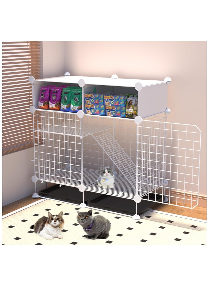 XiuWoo DIY Pet Playpen Crate Pet Cage with Top Storage Shef Kennel Puppy Playpen Pet Portable Metal Wire Yard Fence Indoor Outdoor with Pull Out Tray For Dog Cat Rabbit  - Image 5