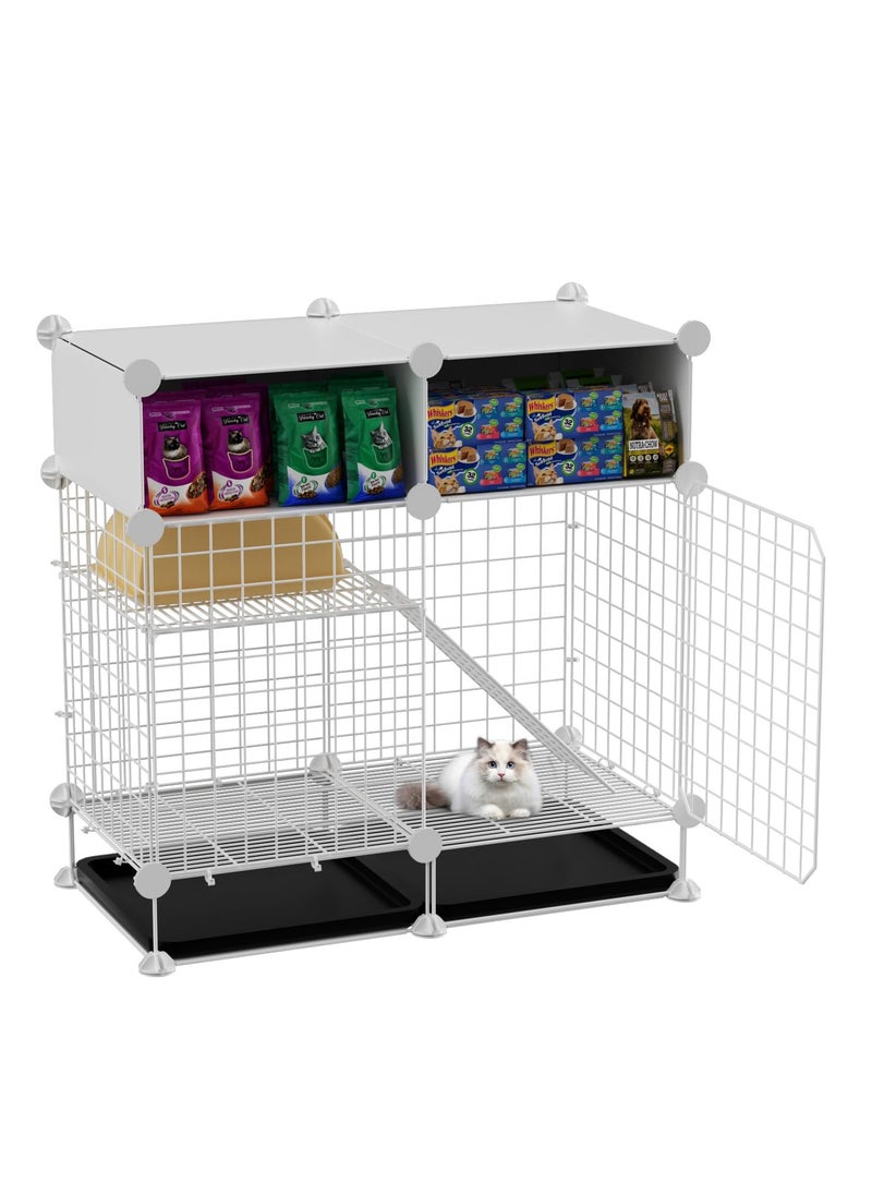 XiuWoo DIY Pet Playpen Crate Pet Cage with Top Storage Shef Kennel Puppy Playpen Pet Portable Metal Wire Yard Fence Indoor Outdoor with Pull Out Tray For Dog Cat Rabbit  - Image 2