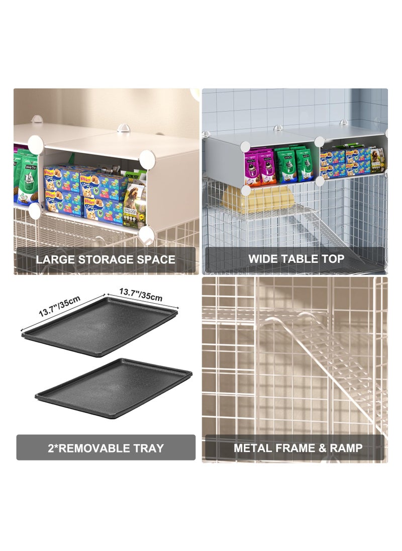 XiuWoo DIY Pet Playpen Crate Pet Cage with Top Storage Shef Kennel Puppy Playpen Pet Portable Metal Wire Yard Fence Indoor Outdoor with Pull Out Tray For Dog Cat Rabbit  - Image 3