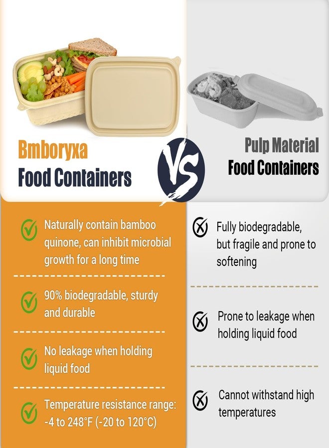 Bmboryxa 50Pack Meal Prep Containers Reusable with Lids, 25oz Bamboo-Powder Food Containers for Lunch Portion Control To Go Takeout Party Supplies, Safe for Microwave Freezer Dishwasher - Image 5