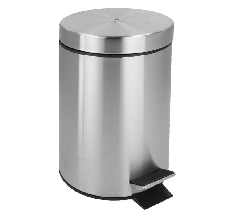DOLPHY Stainless Steel Plain Pedal Dustbin With Plastic Bucket And Lid | Trash Can, Round Shape Dustbin For Home, Bathroom, Kitchen, Office, Bedroom (3 Litres- 6 * 10 Inches)(small size) - Image 1