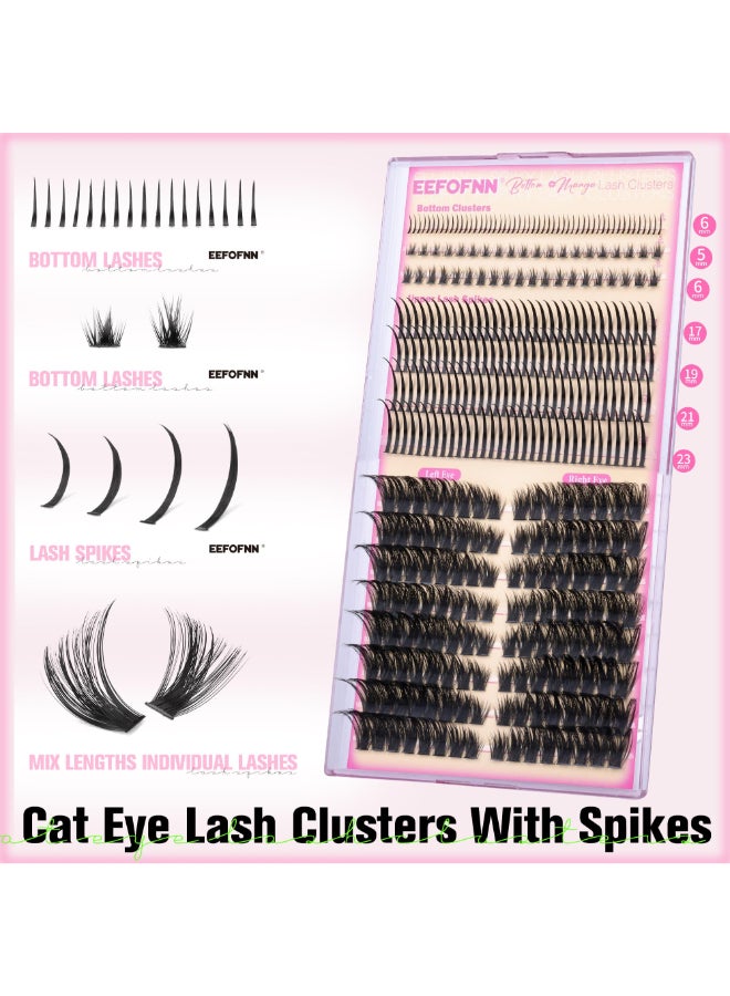 Eefofnn Spikes Lash Clusters Volume Eyelash Clusters with Spikes Cat Eye Lashes BottomUpper Individual Lashes D Curly Cluster Eyelash Extensions 4 Styles Lash Extensions Wispy Fairy Lash Clusters - Image 4