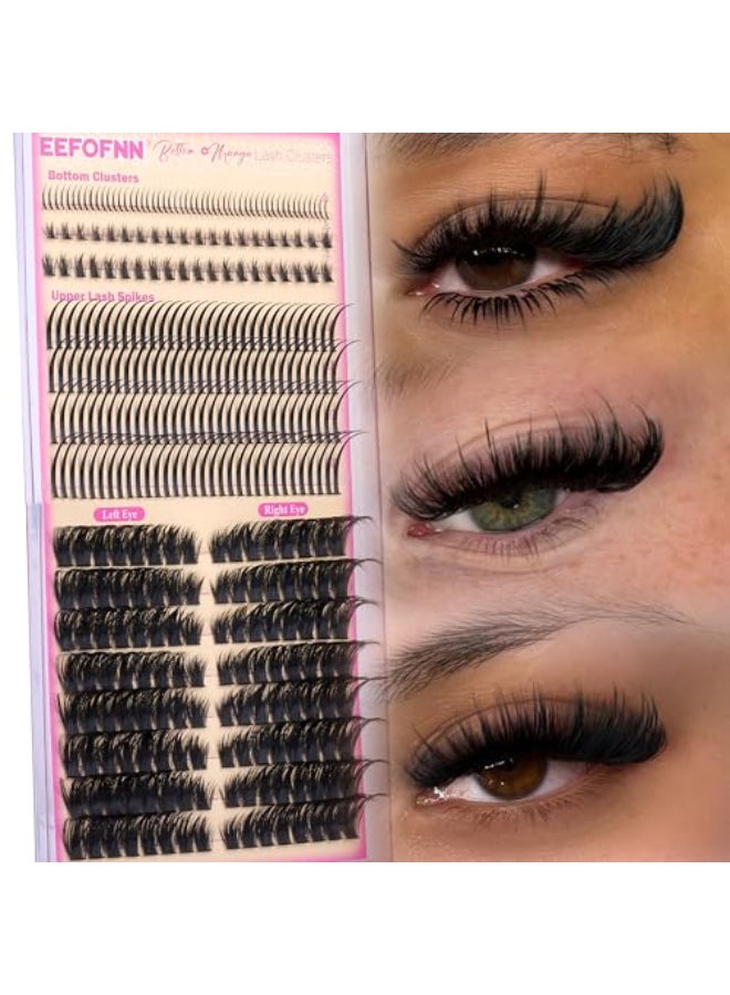 Eefofnn Spikes Lash Clusters Volume Eyelash Clusters with Spikes Cat Eye Lashes BottomUpper Individual Lashes D Curly Cluster Eyelash Extensions 4 Styles Lash Extensions Wispy Fairy Lash Clusters - Image 1