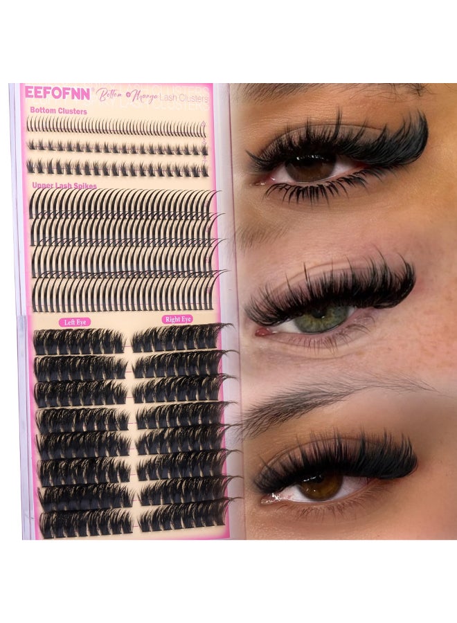 Eefofnn Spikes Lash Clusters Volume Eyelash Clusters with Spikes Cat Eye Lashes BottomUpper Individual Lashes D Curly Cluster Eyelash Extensions 4 Styles Lash Extensions Wispy Fairy Lash Clusters - Image 2