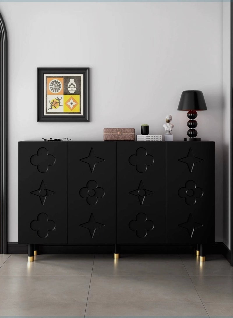 Merry Moments Modern Storage Luxury Locker Shoe Cabinet Shoes Rack Stand Shoe Shelf Free Standing Shoe Storage Organizer for Entryway Living Room Bedroom Black Colour L140xH98xW35 cm - Image 2