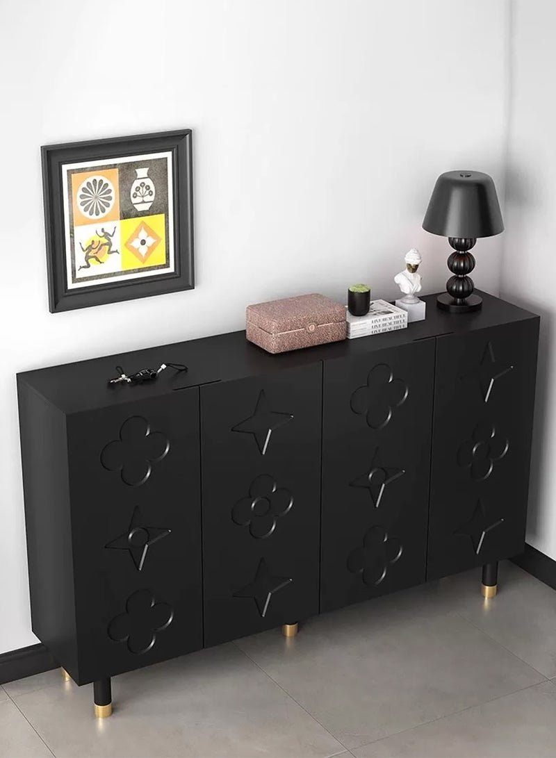 Merry Moments Modern Storage Luxury Locker Shoe Cabinet Shoes Rack Stand Shoe Shelf Free Standing Shoe Storage Organizer for Entryway Living Room Bedroom Black Colour L140xH98xW35 cm - Image 4