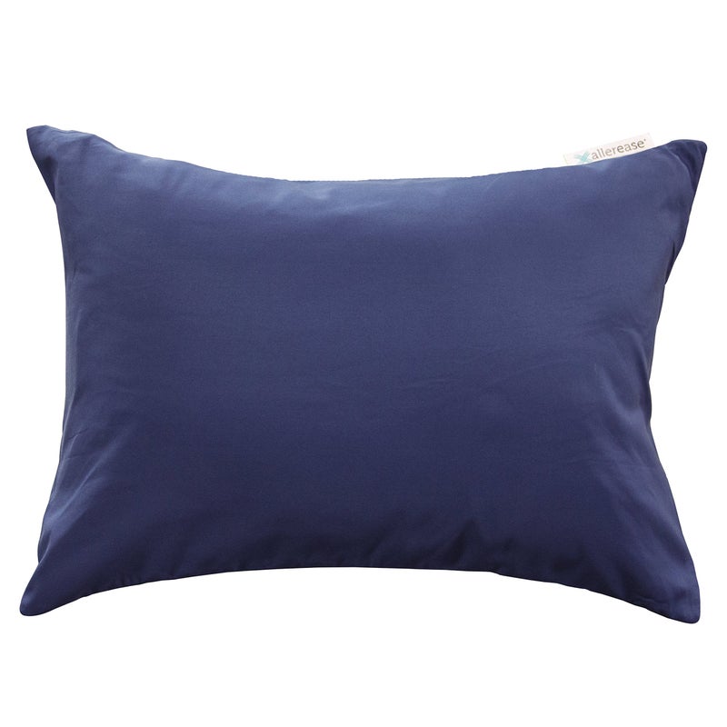 Aller-Ease AllerEase Ultra Soft Advanced Allergy Protection Machine Washable Durable Zippered Travel Pillow Protector Size 14" x 20" Size Navy - Image 1