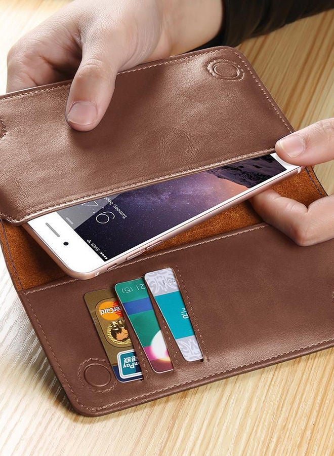 NIBEMINENT Wallet Case Cover For Apple iPhone 6/6s Plus Brown - Image 2