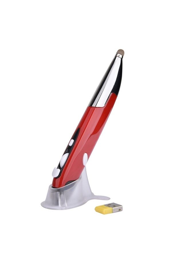 BURAQ PR-06 4-keys Smart Wireless Optical Mouse with Stylus Pen Function (Red)  - Image 1