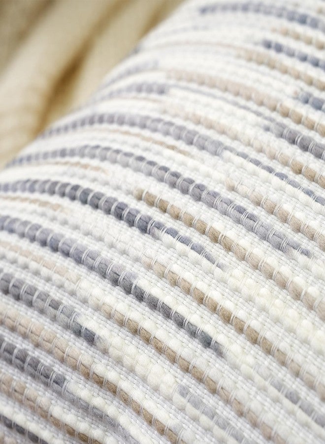 Aeckself Boho Striped Pillow Cover 12x20, Rectangle Decorative Lumbar Throw Pillow Cover Chenille Neutral Pillowcase for Couch Bedroom Living Room, Gray White - Image 5