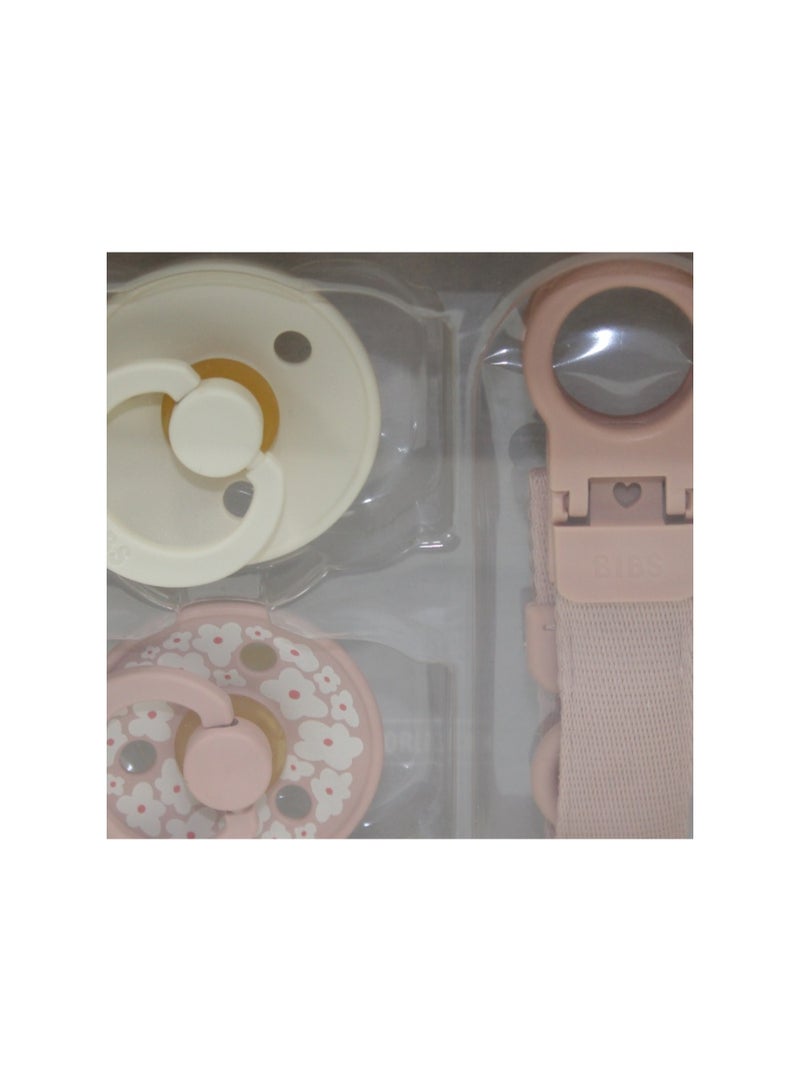 BIBS Colour Pacifier & Loop Clip Gift Set Latex Size 1 – Blush - Image 3