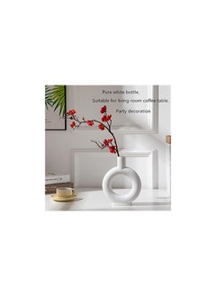 Dubkart White Ceramic Vase - Modern Vase Matte Design - Ideal Gift Flowers Vase for Friends, Home Decoration Ornaments Family, Wedding, Table Vase, Perfect Home Decoration Vase  - Image 2