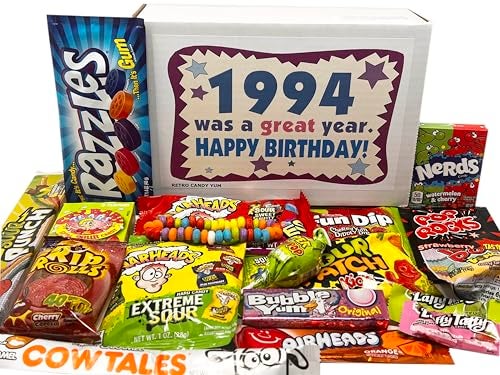 RETRO CANDY YUM 1994 32nd Birthday Nostalgic Candy Gift Basket Box 90s Assortment from Childhood Memories for 32 Year Old Woman or Man Born 1994 JR - Image 1