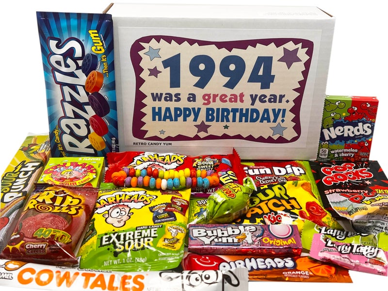 RETRO CANDY YUM 1994 32nd Birthday Nostalgic Candy Gift Basket Box 90s Assortment from Childhood Memories for 32 Year Old Woman or Man Born 1994 JR - Image 3
