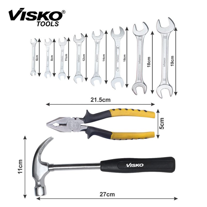 Visko Tools Visko 805 3 Pc Home Tool Kit 1 Claw Hammer 1 Pack of 8 pcs Spanner 1 Combination Plier Set - Image 3
