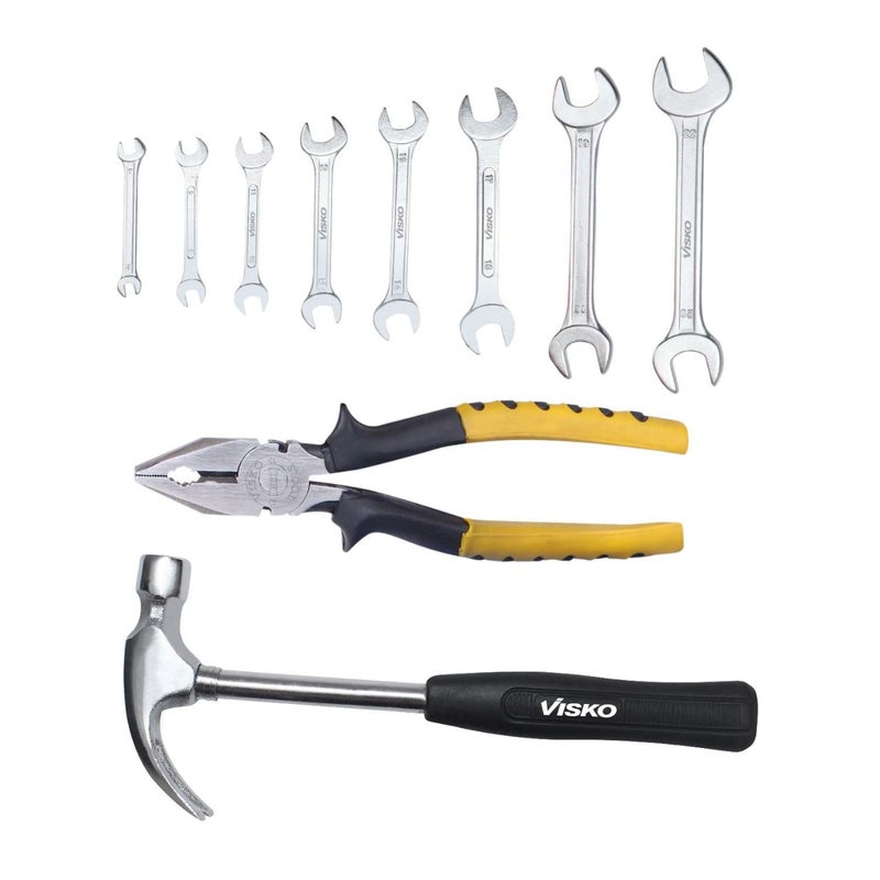 Visko Tools Visko 805 3 Pc Home Tool Kit 1 Claw Hammer 1 Pack of 8 pcs Spanner 1 Combination Plier Set - Image 1